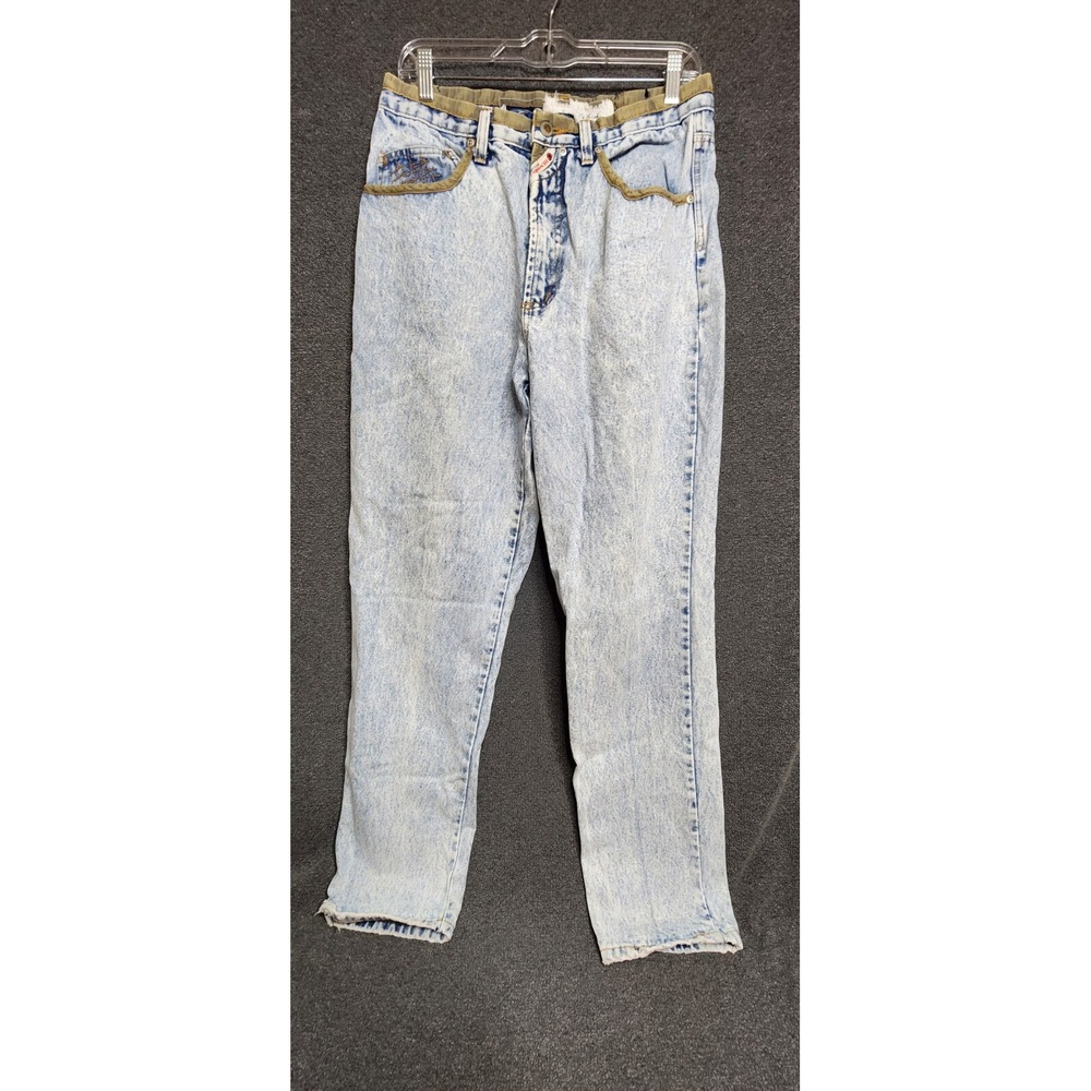 Jordache no Exit jeans from the early‎ 80's Size 29/30 LIGHT WASH BROWN TRIM